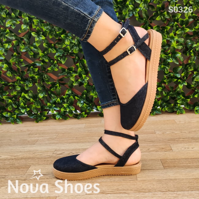 Cerrado De Enfrente Hecho Tela Jean Zapatos Bajitos