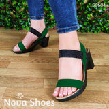 Comoda Sandalia Femenina. De Tacón Cuadrado No Tan Alta Hecha De Gamuza Verde / 35 Normal Zapatos