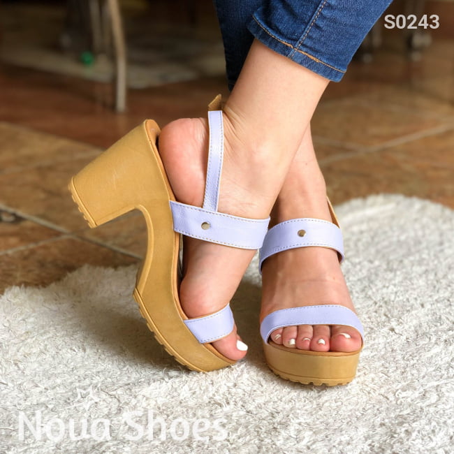 Cómodas Sandalias De Tacón No Tan Altas Suela Color Crema Blanco / 35 Normal