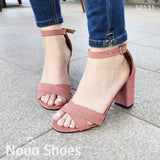 De Gamuza. Sandalias Femeninas Rosado / 35 Normal Zapatos Medianos