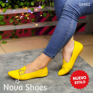 Elegancia Casual Diaria: Zapatillas Versátiles Con Detalle Metálico Amarillo / 35 Normal Zapatos