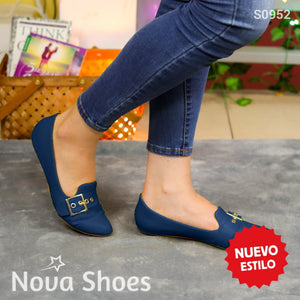 Elegancia Casual Diaria: Zapatillas Versátiles Con Detalle Metálico Azul / 35 Normal Zapatos Bajitos