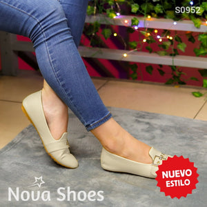 Elegancia Casual Diaria: Zapatillas Versátiles Con Detalle Metálico Beige / 35 Normal Zapatos