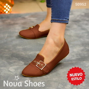 Elegancia Casual Diaria: Zapatillas Versátiles Con Detalle Metálico Cafe / 35 Normal Zapatos Bajitos