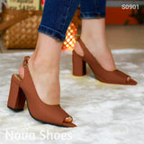 Elegancia Cotidiana: Zapatos Con Tacón Robusto Cafe / 35 Normal Medianos