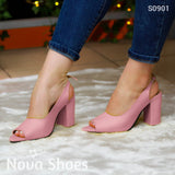 Elegancia Cotidiana: Zapatos Con Tacón Robusto Rosado / 35 Normal Medianos