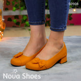 Elegantes Bailarinas Con Punta Redonda Y Tacon Pequeño Anaranjado / 35 Normal Zapatos Bajitos