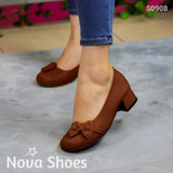 Elegantes Bailarinas Con Punta Redonda Y Tacon Pequeño Cafe / 35 Normal Zapatos Bajitos