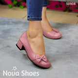 Elegantes Bailarinas Con Punta Redonda Y Tacon Pequeño Rosado / 35 Normal Zapatos Bajitos