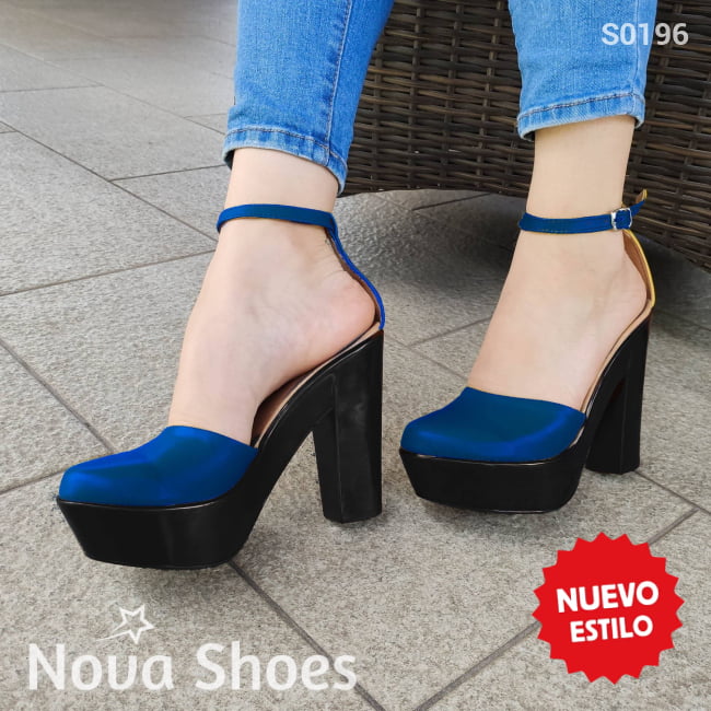 Estilo Clásico Cerrado De Enfrente. Tacón Resina Color Negro Azul / 35 Normal Zapatos Altos