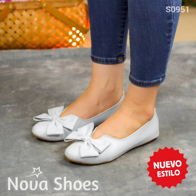 Flats Con Detalle De Moño: Dulzura En Cada Paso Blanco / 35 Normal Zapatos Bajitos