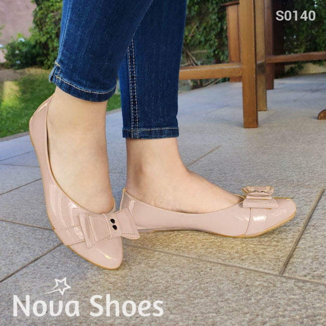 Flats De Charol Beige / 35 Nomal Zapatos Bajitos