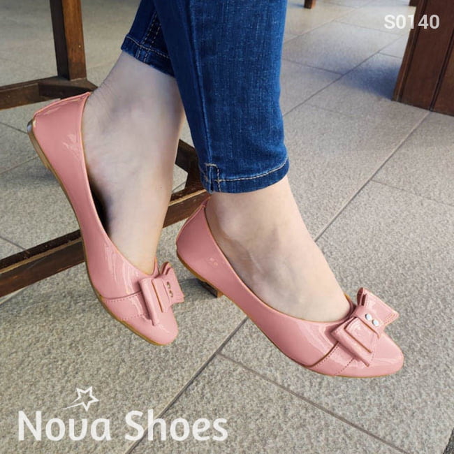 Flats De Charol Rosado / 35 Nomal Zapatos Bajitos