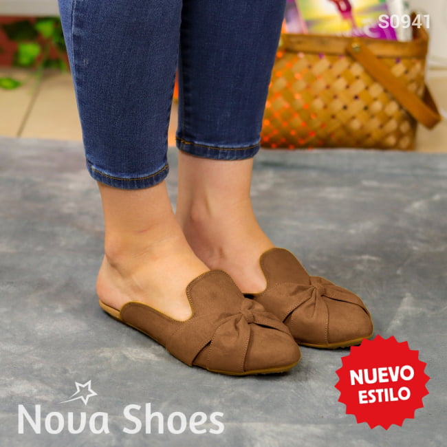 Flats Destalonadas Con Toque Elegante. Fabricados En Gamuza Cafe / 35 Normal Zapatos Bajitos