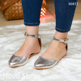 Flats En Cuerina Brillante. Puntudos Zapatos Bajitos