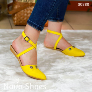 Flats Puntudas Exclusivas Con Un Toque Llamativo Amarillo / 35 Normal Zapatos Bajitos