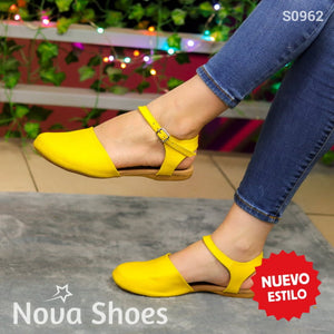 Flats Versátiles Con Detalle De Hebilla: Elegancia Diaria Amarillo / 35 Normal Zapatos Bajitos
