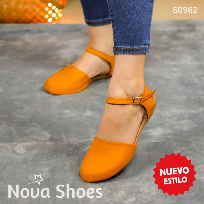 Flats Versátiles Con Detalle De Hebilla: Elegancia Diaria Anaranjado / 35 Normal Zapatos Bajitos