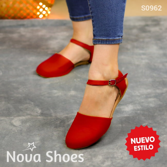 Flats Versátiles Con Detalle De Hebilla: Elegancia Diaria Rojo / 35 Normal Zapatos Bajitos