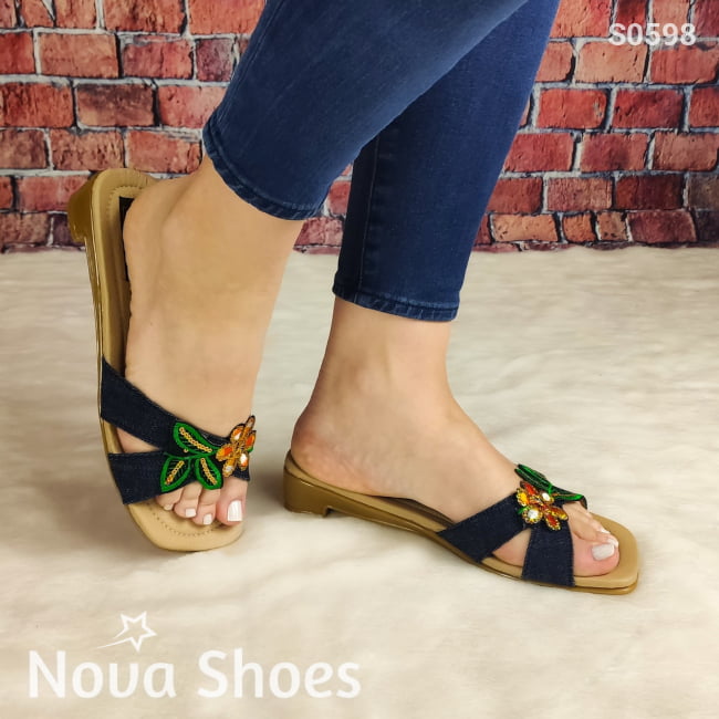 Fresca Sandalia Decorada Con Una Flor Zapatos Bajitos