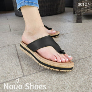 Hermosa Sandalia De Dedo Solo Meter Negro / 34 Normal Zapatos Medianos