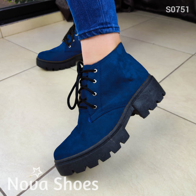 Imponente Y Hermoso Calzado Estilo Botin Varios Colores Azul / 35 Normal Zapatos Medianos