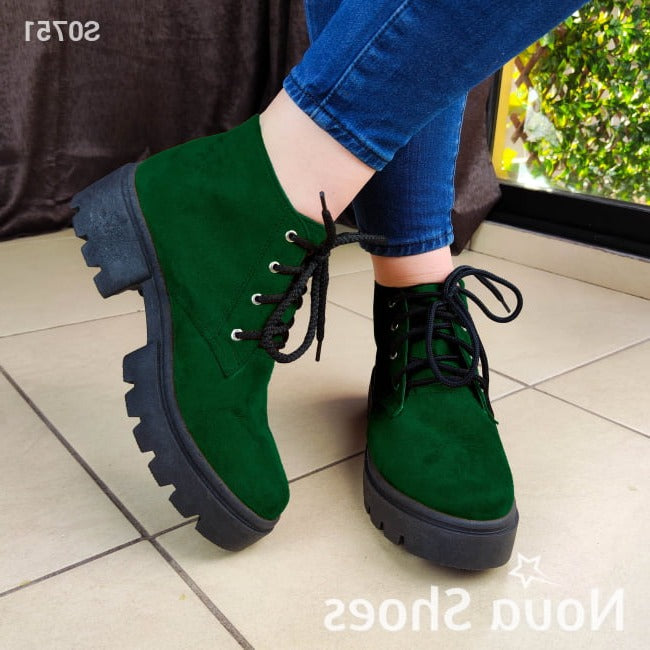 Imponente Y Hermoso Calzado Estilo Botin Varios Colores Verde / 35 Normal Zapatos Medianos