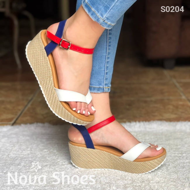 Linda Sandalia Combinada Fajas Delgaditas Rojo / 34 Normal Zapatos Medianos