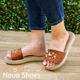 Lindas Sandalias De Gamuza Con Brillantitos Cafe / 35 Normal Zapatos Medianos