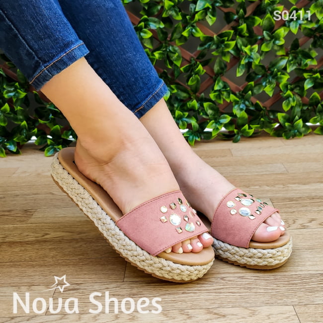 Lindas Sandalias De Gamuza Con Brillantitos Rosado / 35 Normal Zapatos Medianos