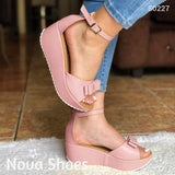 Lindas Sandalias De Plataforma Con Un Chongo Rosado / 34 Normal Zapatos Medianos