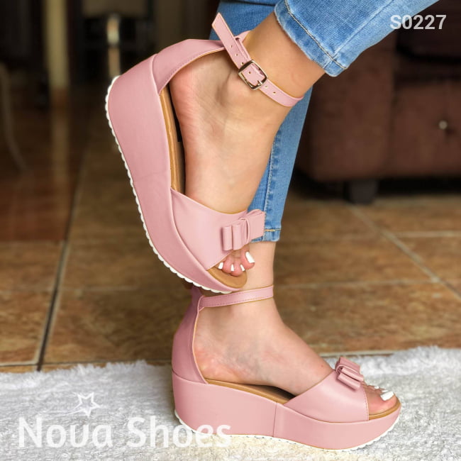 Lindas Sandalias De Plataforma Con Un Chongo Rosado / 34 Normal Zapatos Medianos