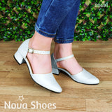 Lindo Calzado Con Taconcito Cerrado De Enfrente Puntudo Bonito Diseño Blanco / 35 Normal Zapatos