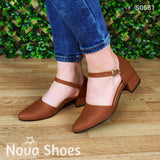 Lindo Calzado Con Taconcito Cerrado De Enfrente Puntudo Bonito Diseño Cafe / 35 Normal Zapatos