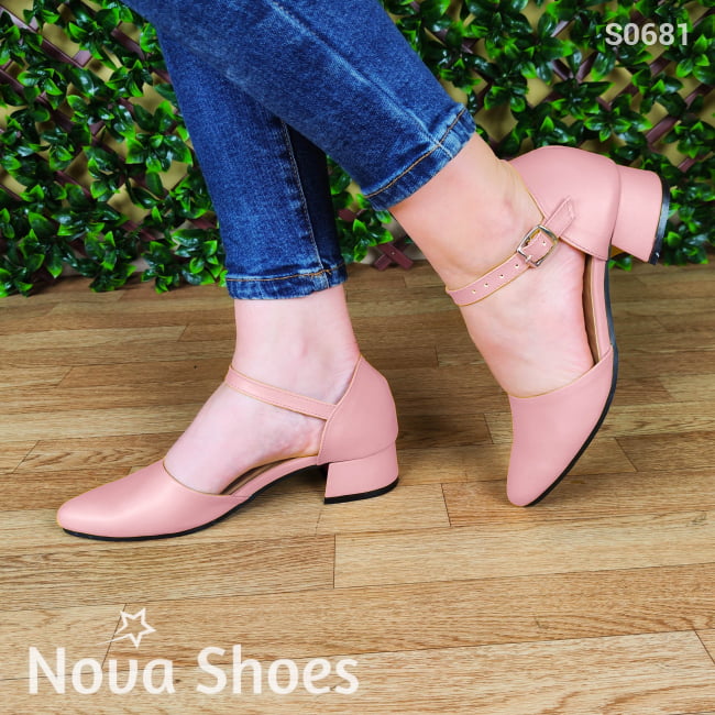 Lindo Calzado Con Taconcito Cerrado De Enfrente Puntudo Bonito Diseño Rosado / 35 Normal Zapatos