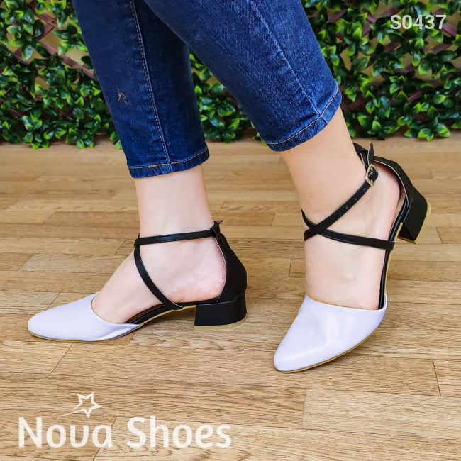 Lindo Zapato Con Un Tacon Pequeño. Estiliza Tu Figura Y Te Aporta Elegancia Blanco / 35 Normal