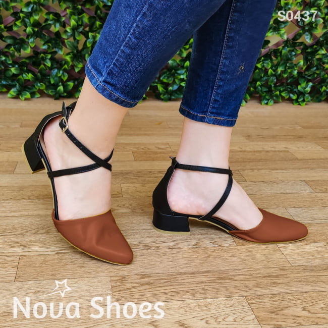 Lindo Zapato Con Un Tacon Pequeño. Estiliza Tu Figura Y Te Aporta Elegancia Cafe / 35 Normal Zapatos