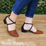 Lindo Zapato Con Un Tacon Pequeño. Estiliza Tu Figura Y Te Aporta Elegancia Cafe / 35 Normal Zapatos