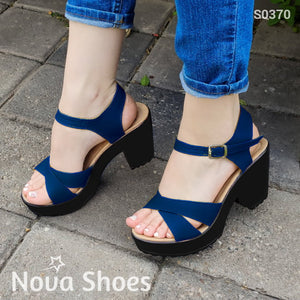 Lindos Zapatos De Tacón Mediano Suela Resina Color Negra Azul / 35 Normal Zapatos Medianos