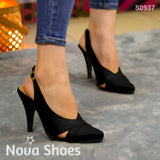 Luminosidad En Tus Pasos. Tacones De Diseño Único Negro / 35 Normal Zapatos Medianos