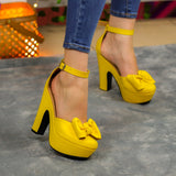Tacones Altos Con Chongo Amarillo / 35 Normal Zapatos