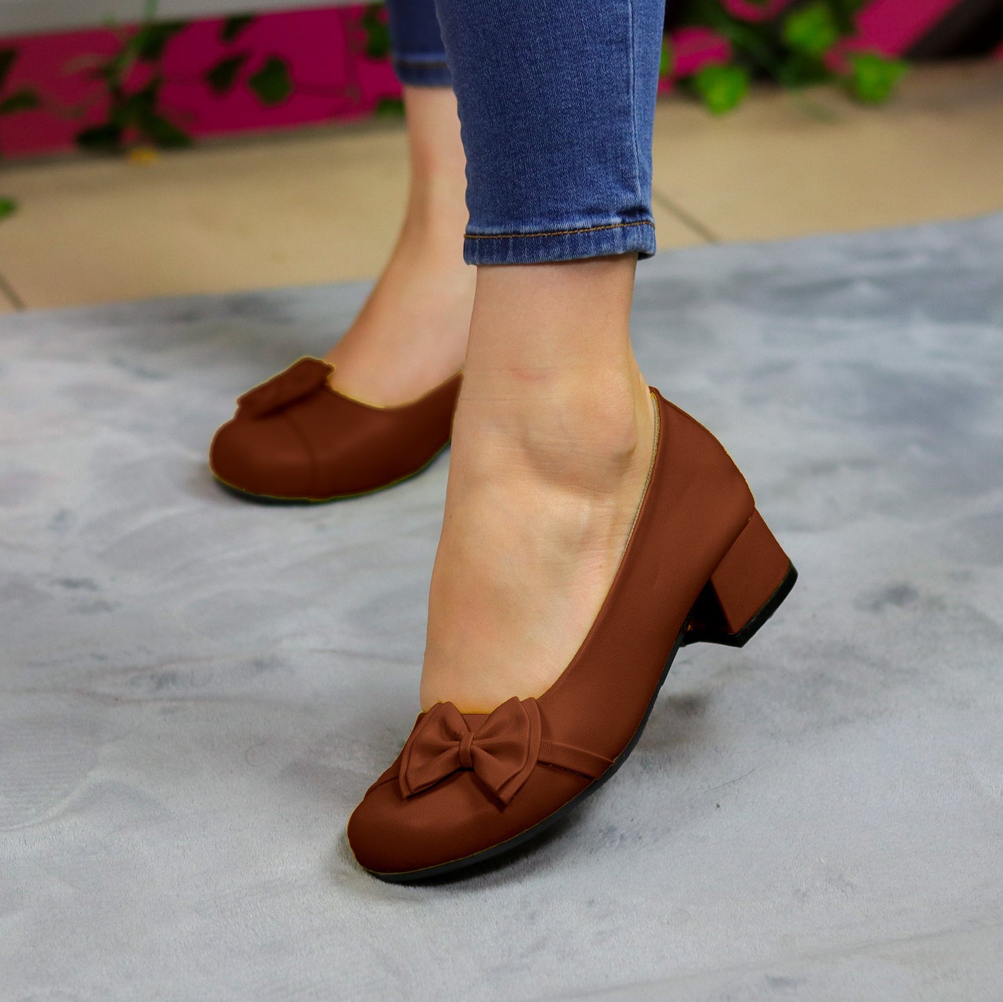 Elegantes Bailarinas Con Punta Redonda Y Tacon Pequeño Cafe / 35 Normal Zapatos Bajitos