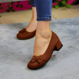 Elegantes Bailarinas Con Punta Redonda Y Tacon Pequeño Cafe / 35 Normal Zapatos Bajitos