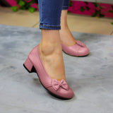 Elegantes Bailarinas Con Punta Redonda Y Tacon Pequeño Rosado / 35 Normal Zapatos Bajitos