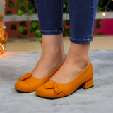 Elegantes Bailarinas Con Punta Redonda Y Tacon Pequeño Anaranjado / 35 Normal Zapatos Bajitos