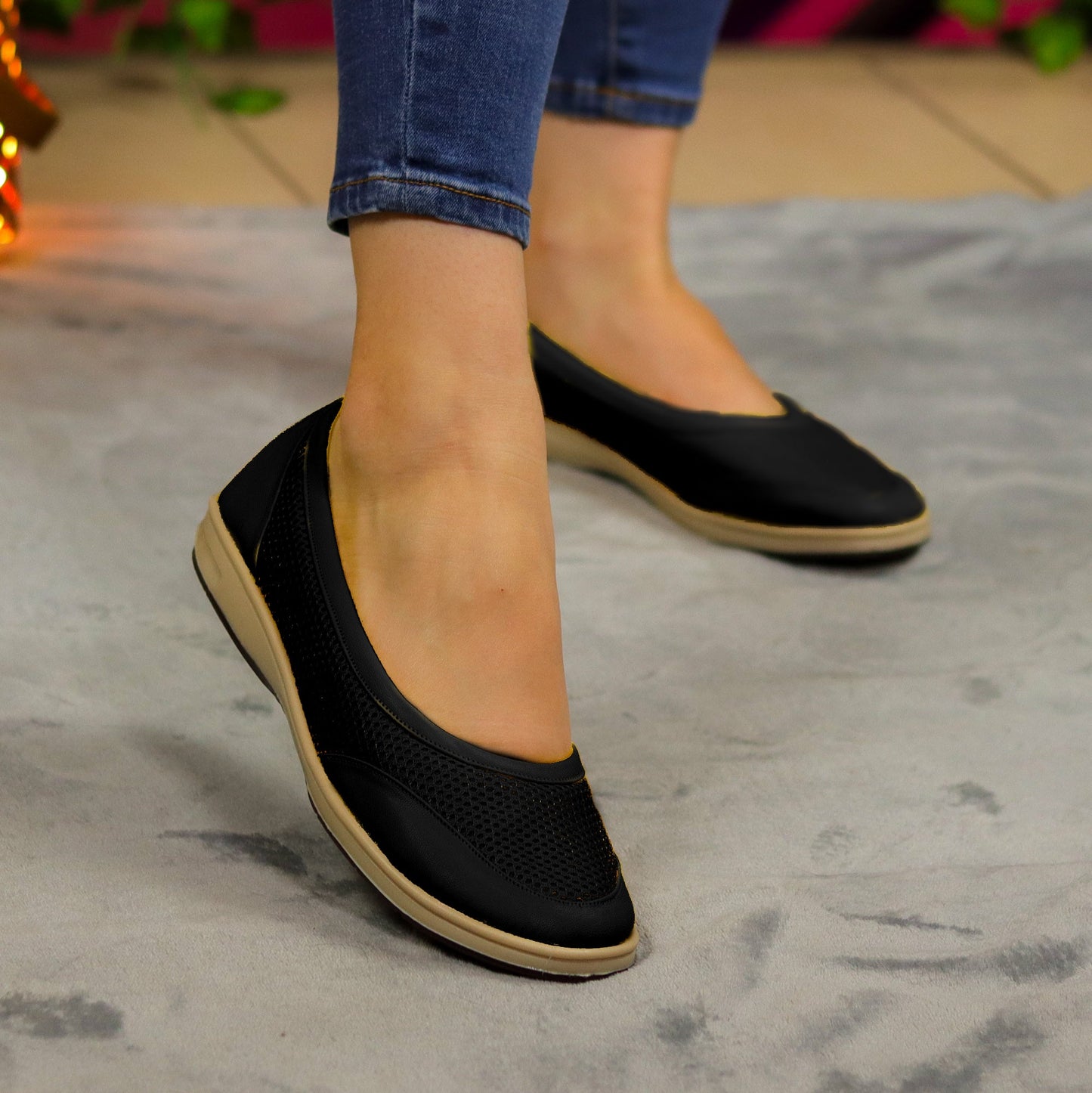 Mocasines Deportivos: Comodidad Vibrante Para El Día A Negro / 35 Normal Zapatos Bajitos