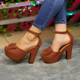 Tacones Altos Con Chongo Cafe / 35 Normal Zapatos