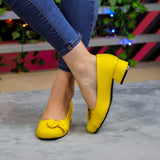 Elegantes Bailarinas Con Punta Redonda Y Tacon Pequeño Amarillo / 35 Normal Zapatos Bajitos