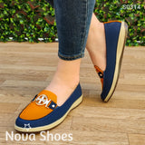 Mocasín De Color Combinado Anaranjado / 35 Normal Zapatos Bajitos