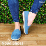 Mocasin Hecho Con Tela De Jean Dos Tonalidades Zapatos Bajitos